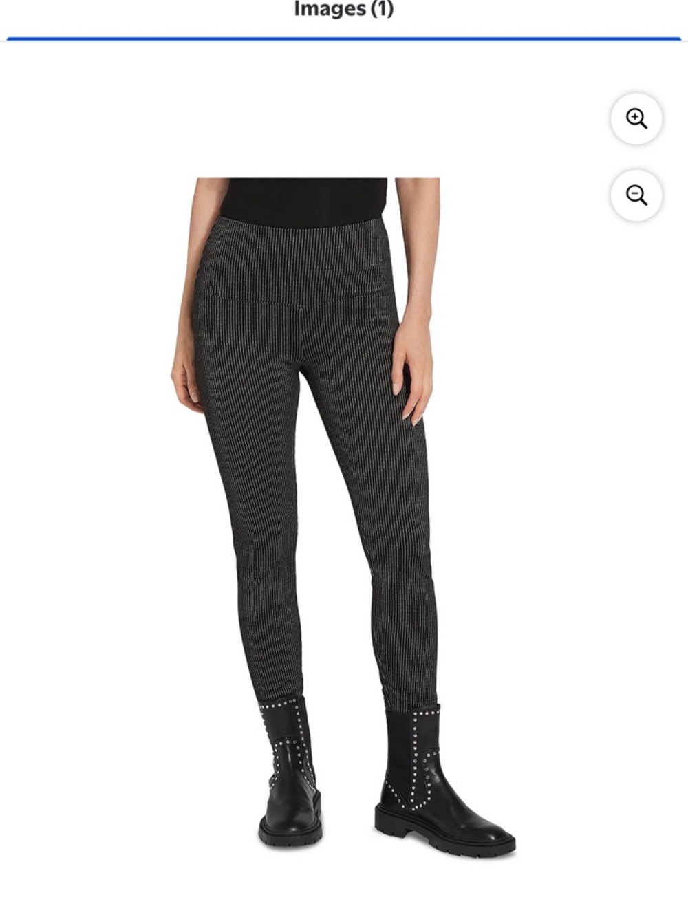 Ribbed High-Waist Skinny Pants in Charcoal